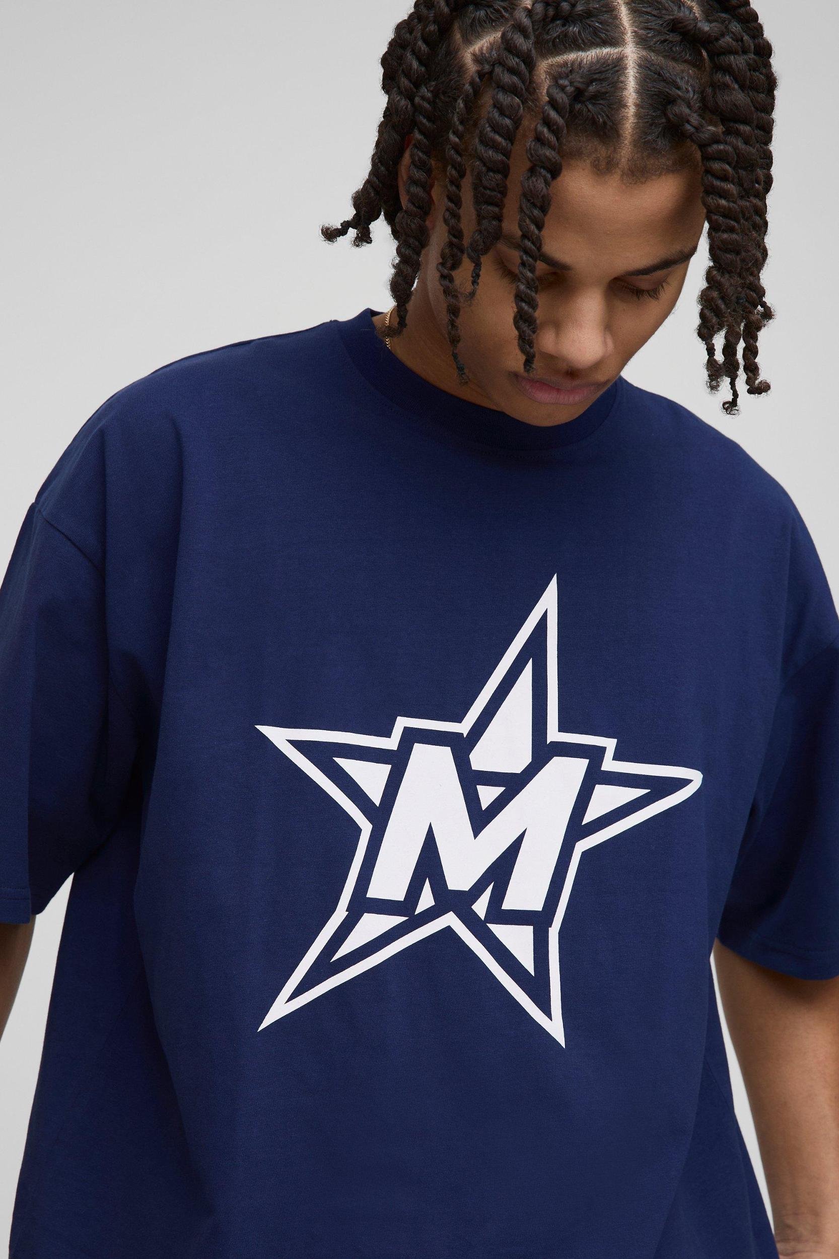Oversized Boxy M Star T-Shirt & Short Set | boohooMAN USA Product Image