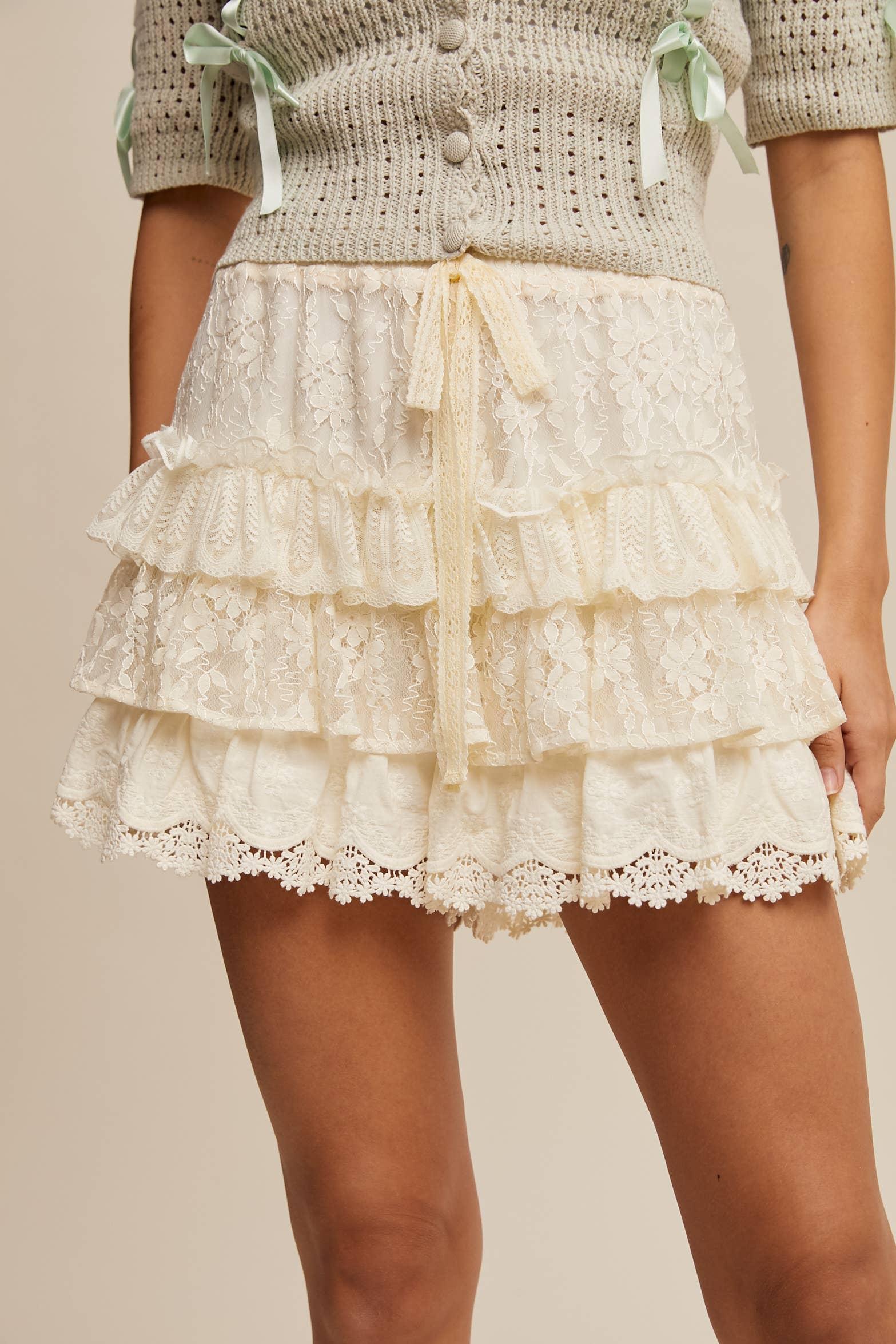 Flirty Lace Tiered Shorts Product Image