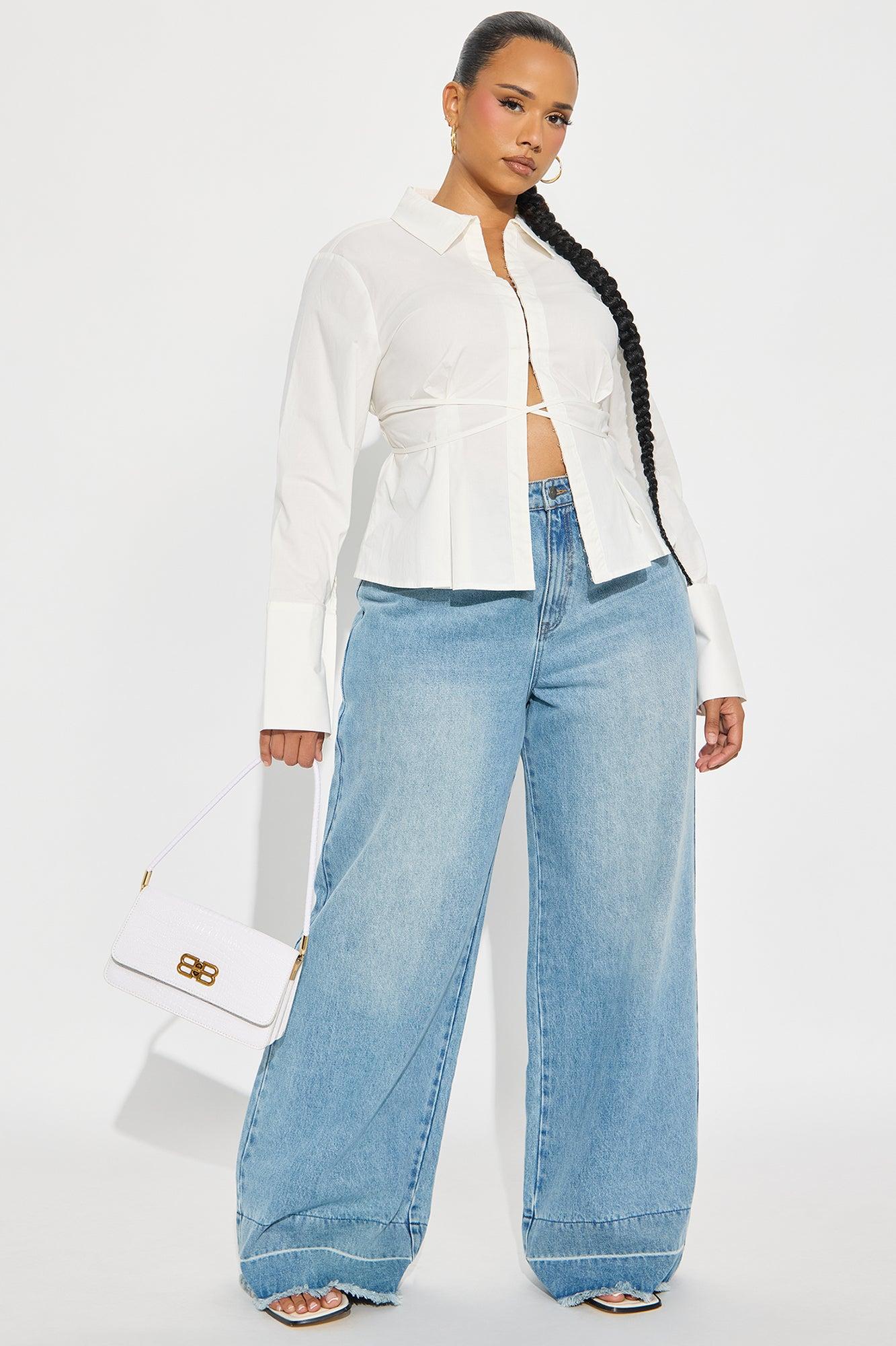 On My Way Poplin Tie Waist Shirt - White Female Product Image