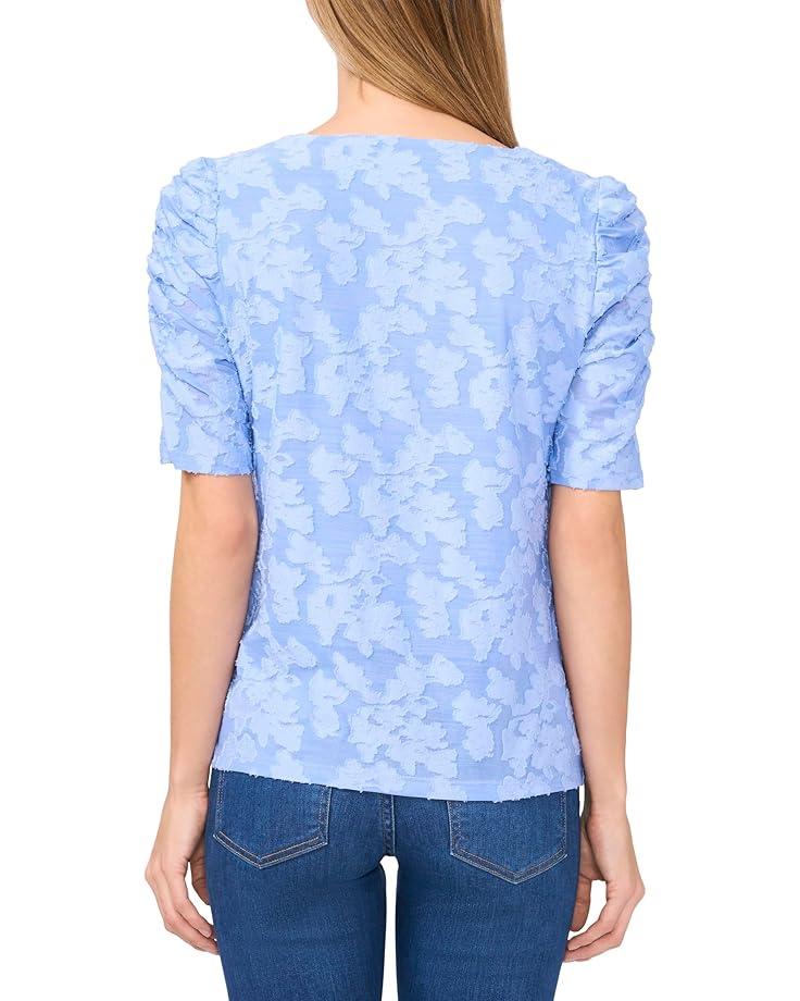 Ruffle Cuff Embroidered Crew Neck Top Product Image