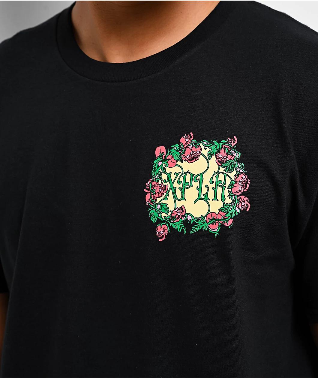 XPLR Skull Wreath Black T-Shirt Product Image