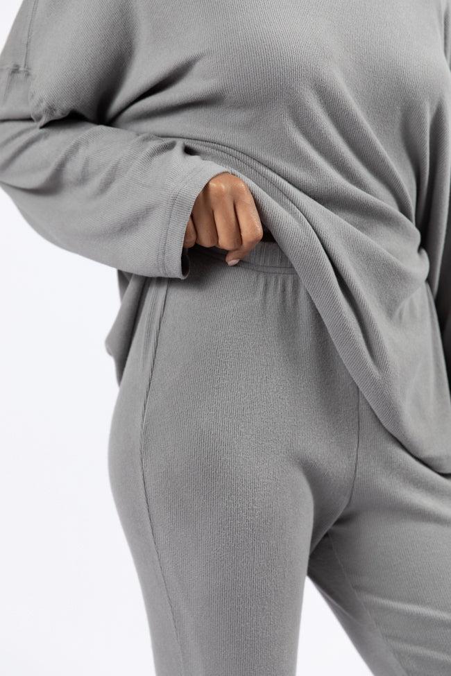 The Perfect Charcoal Brushed Rib Flare Pants Set FINAL SALE Product Image