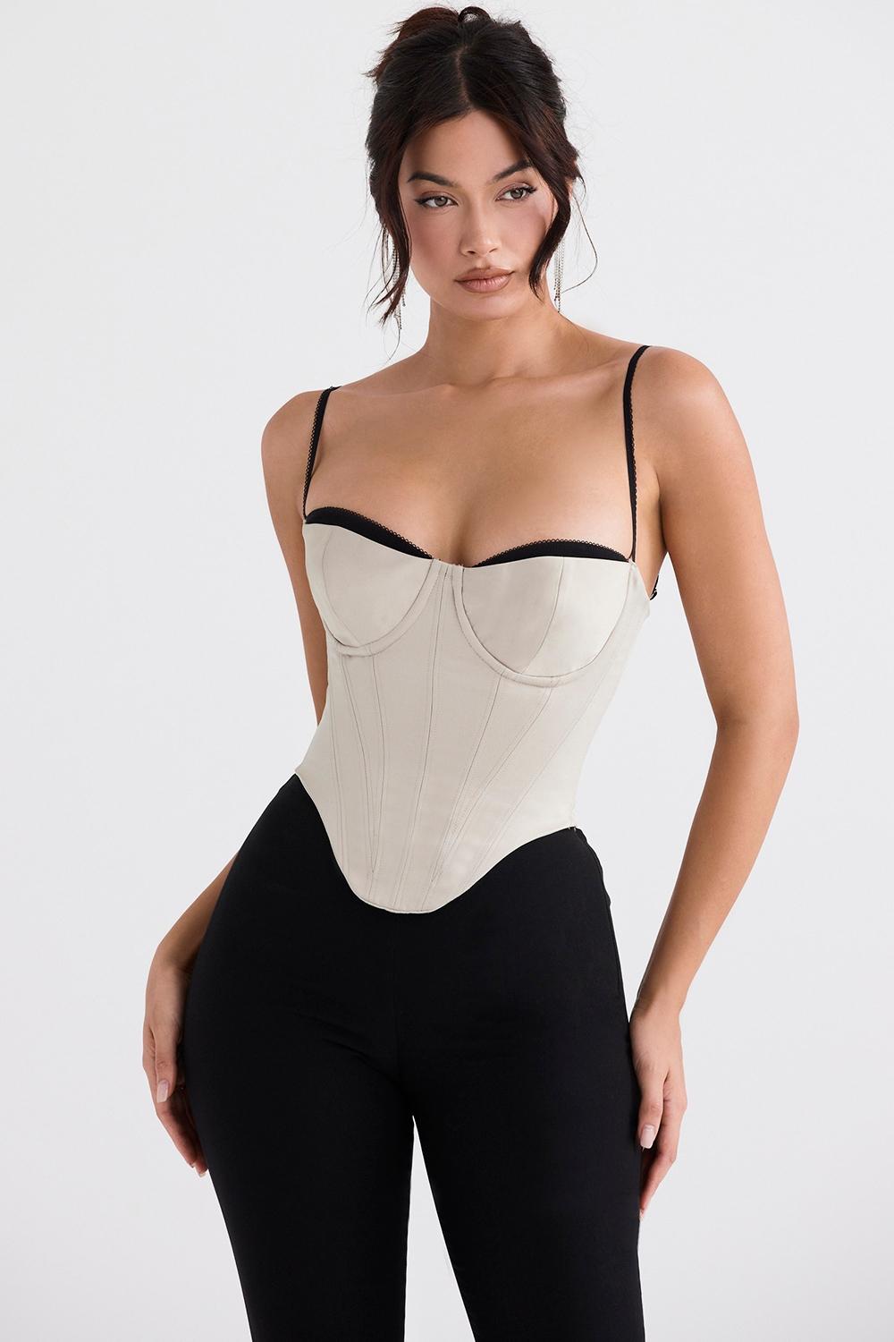 Luette  beige satin underwired corset Product Image