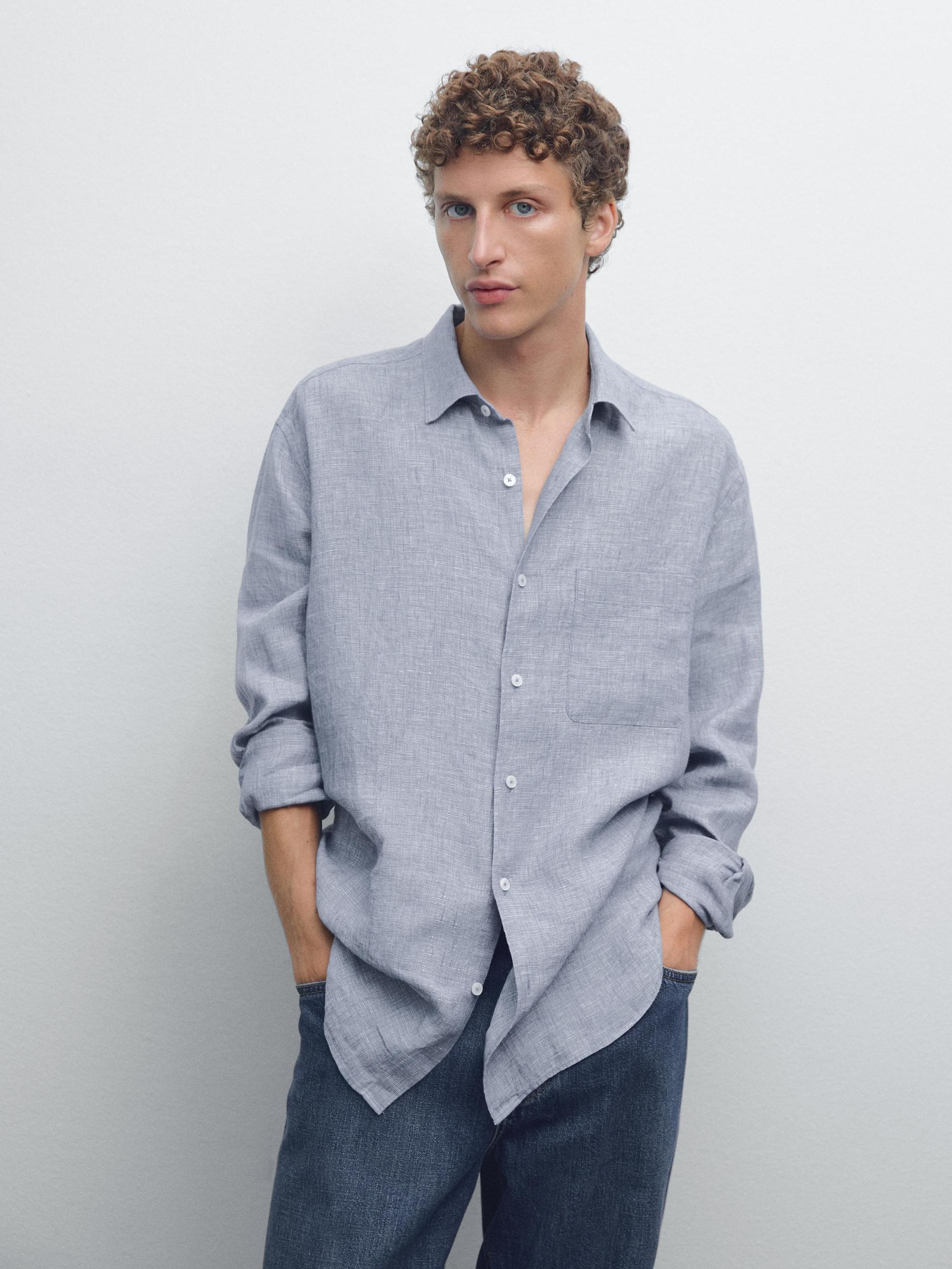 100% linen regular fit shirt Product Image