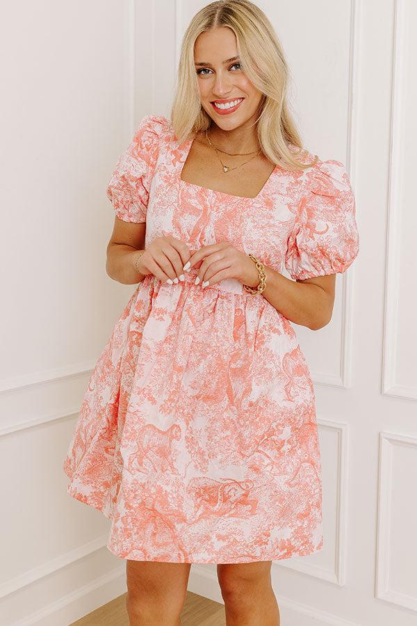 Cheerful Charm Jacquard Mini Dress in Coral Product Image