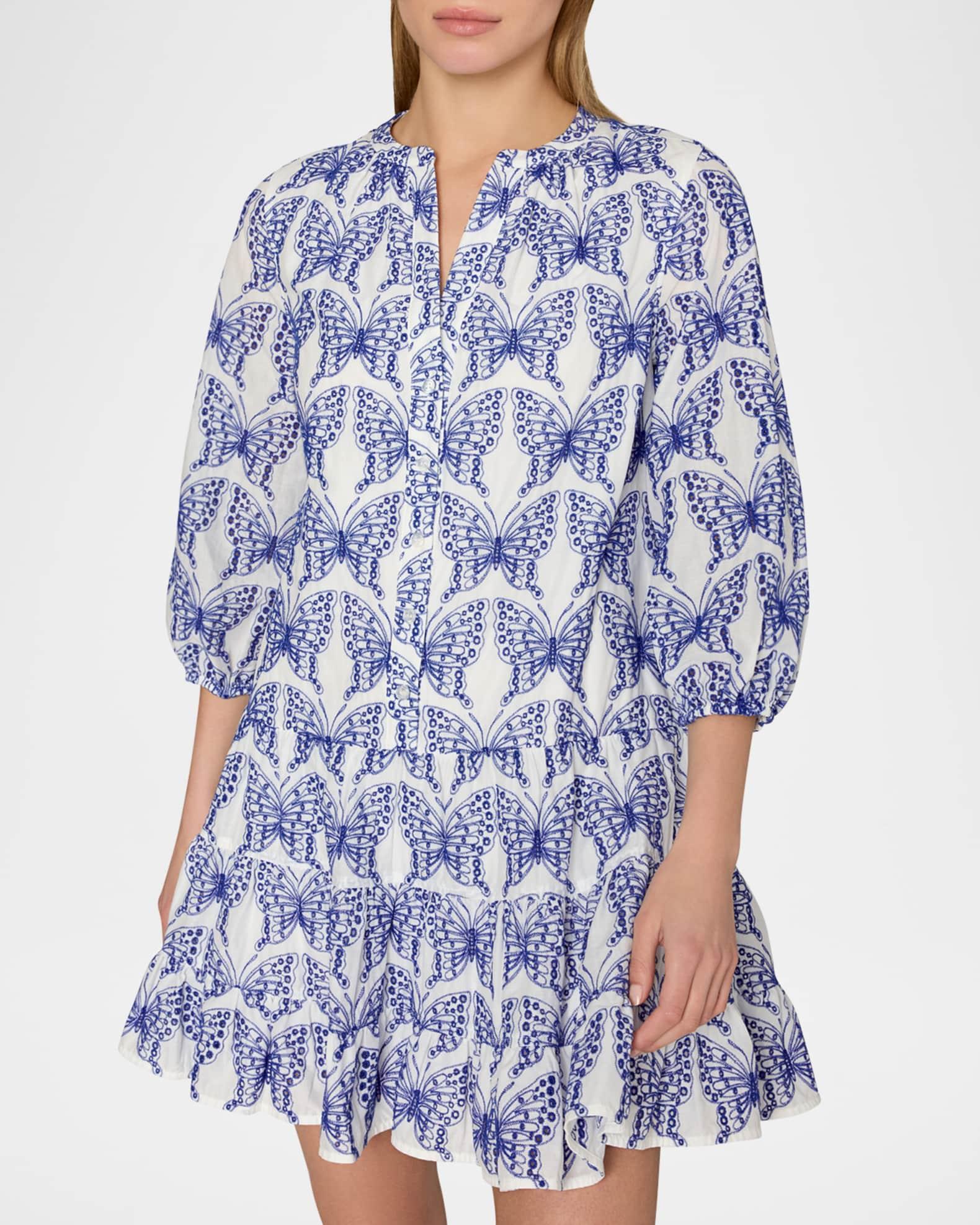Tiered Eyelet Butterfly-Embroidered Mini Dress Product Image