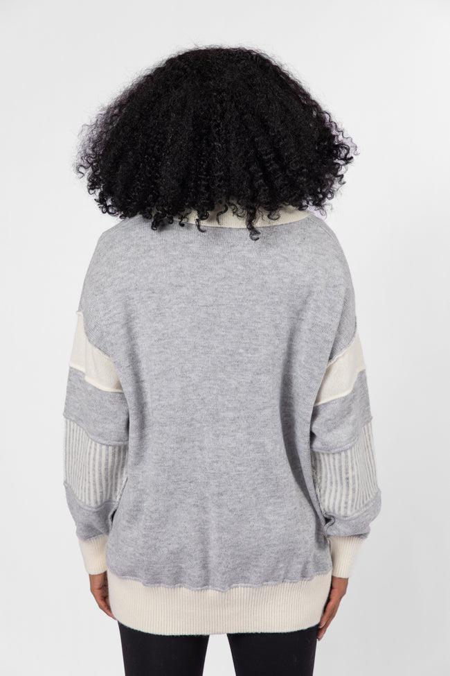 Think About It Heather Grey Collared Oversized Sweater FINAL SALE Product Image