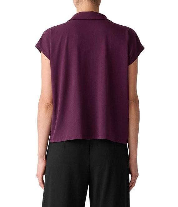 Eileen Fisher Jersey Knit Collar V-Neck Cap Sleeve Top Product Image