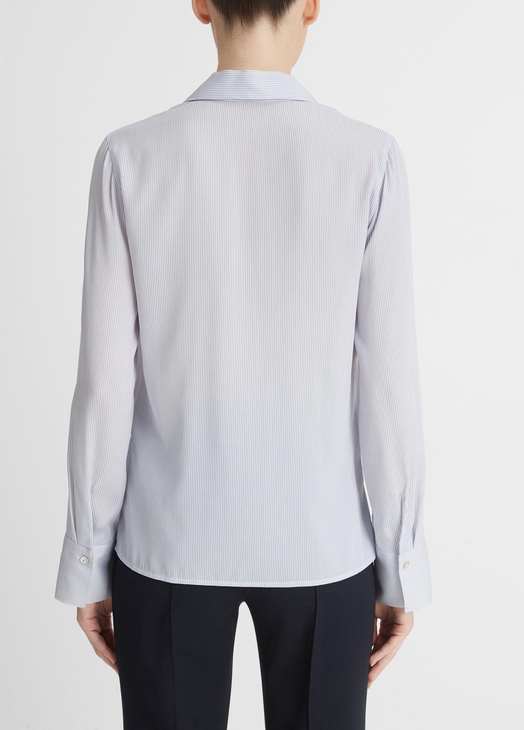 Micro-Stripe Stretch-Silk Pullover Blouse Product Image