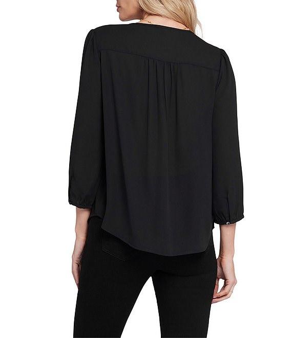 NYDJ Knit Round Neck 3/4 Sleeve Flounce Blouse Product Image