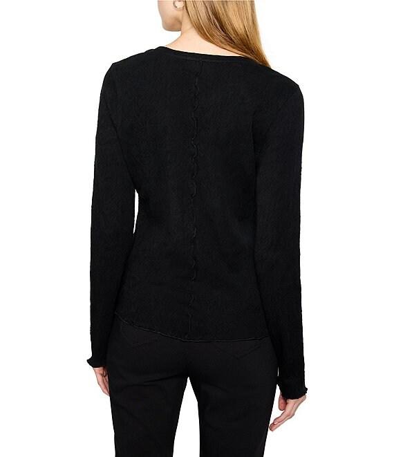 NIC + ZOE Lace Print Knit V-Neck Long Sleeve T-Shirt Product Image