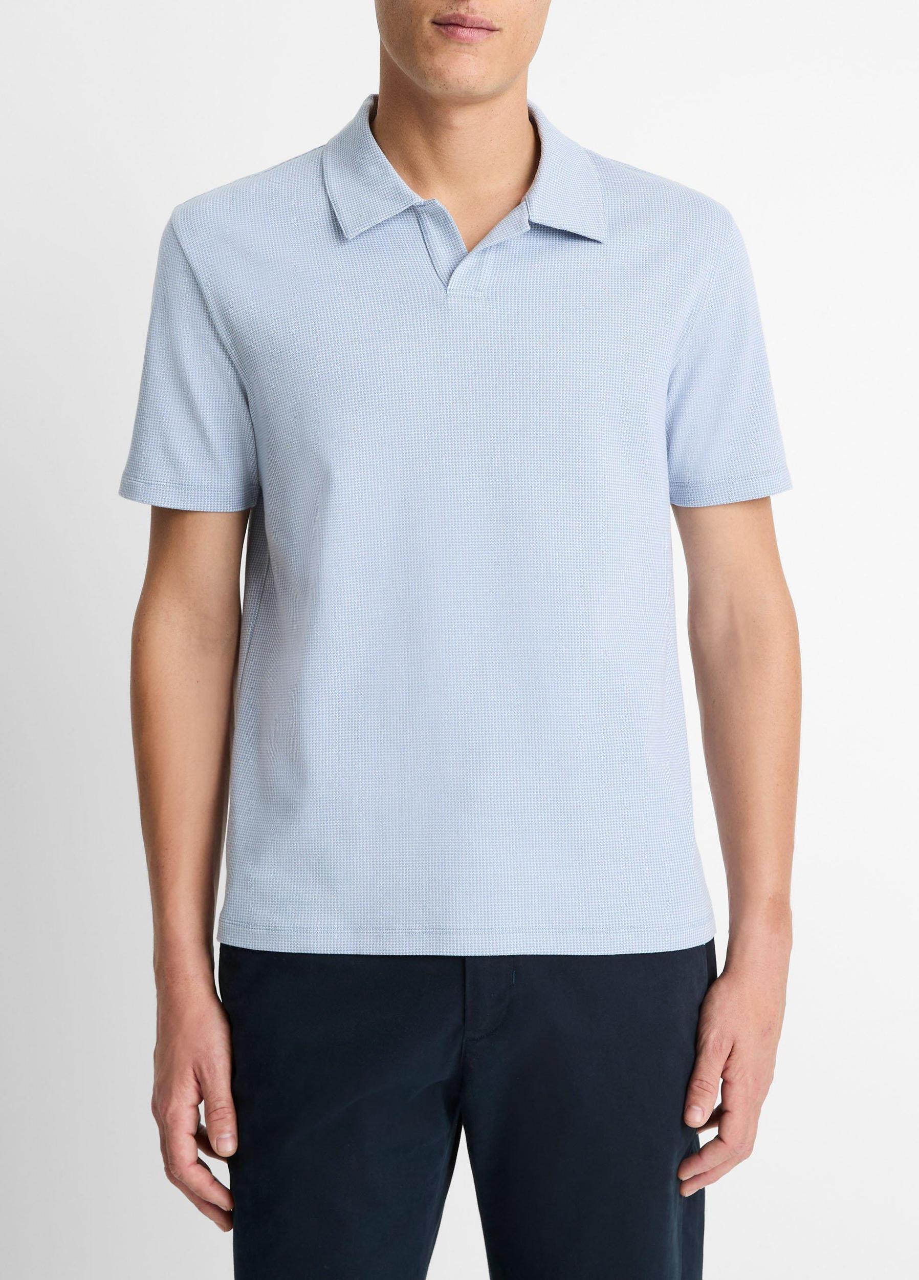Houndstooth Pima Cotton Johnny-Collar Polo Shirt Product Image