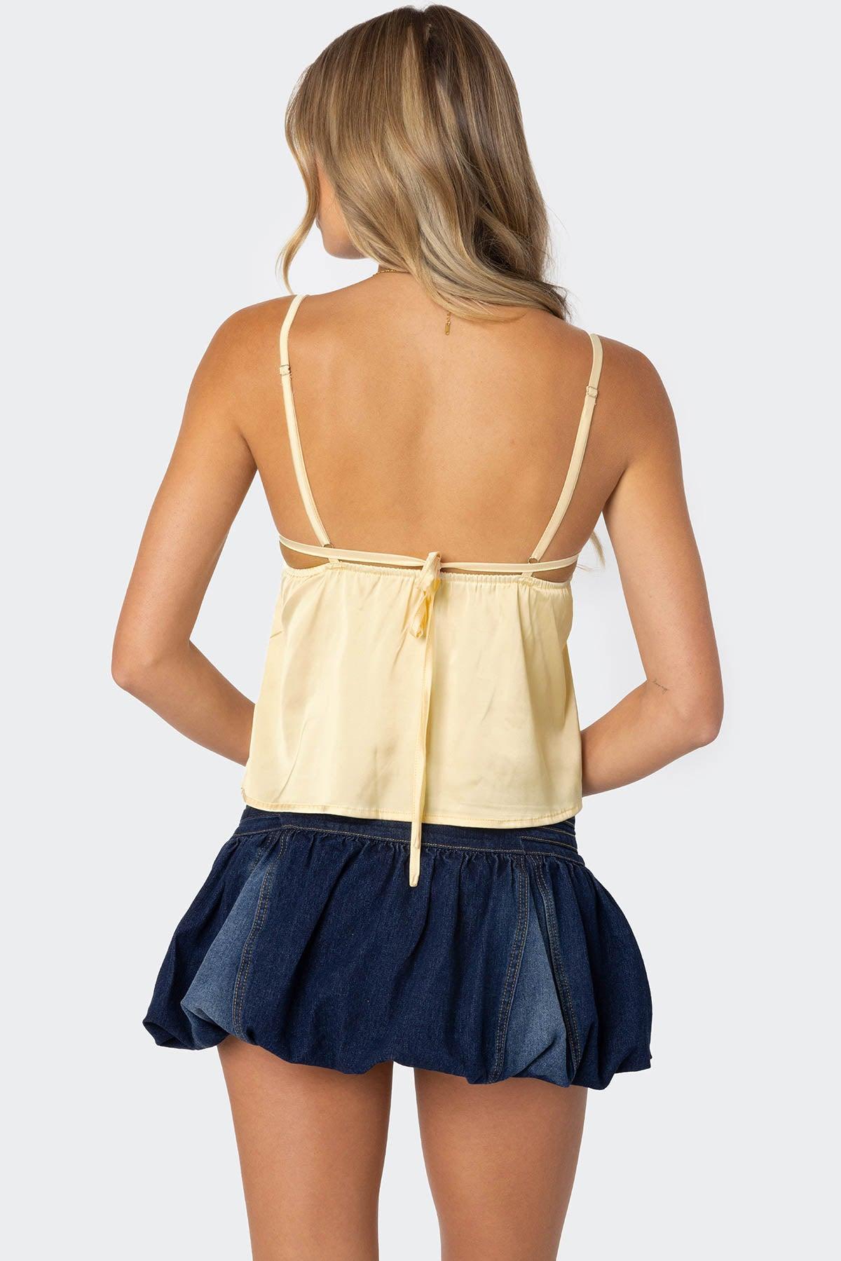 Blanca Satin Effect Lace Trim Tank Top Product Image