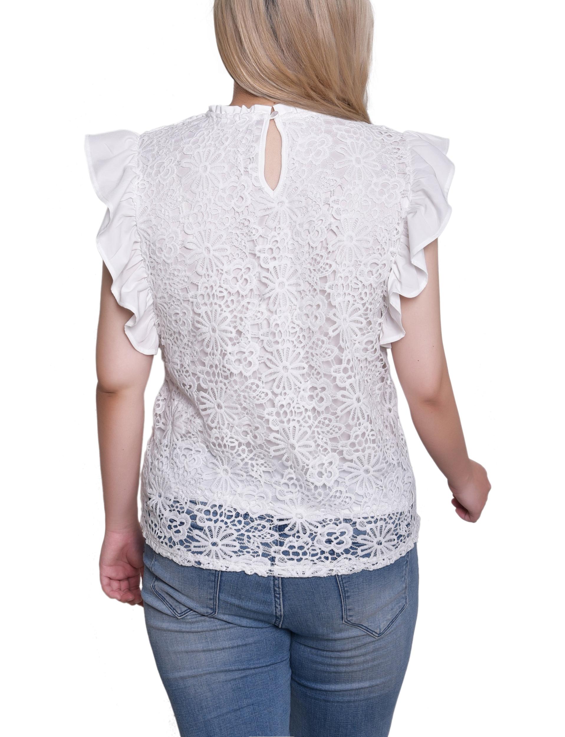 White Flutter Sleeve Lace Top Product Image