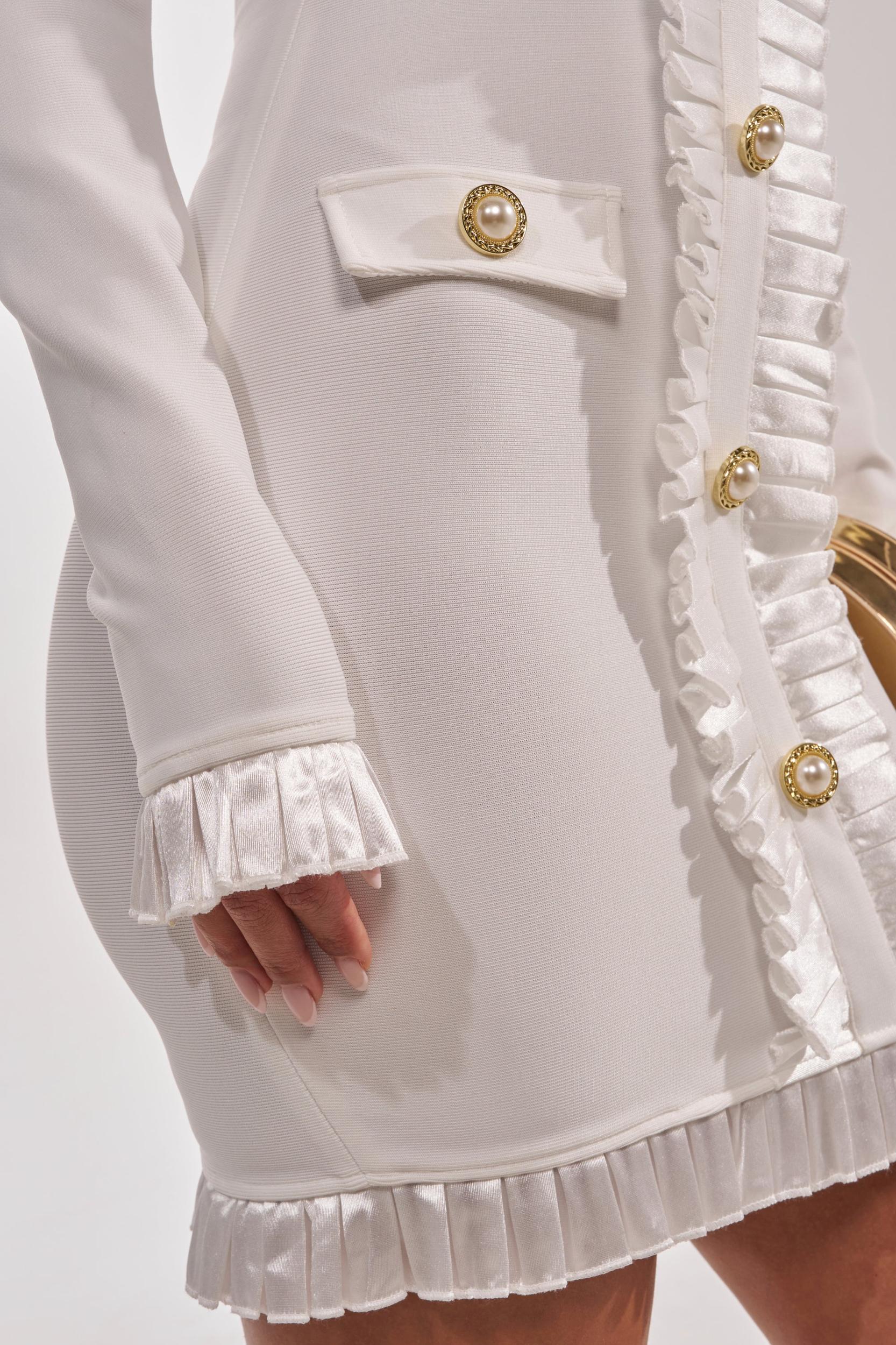 SAKURA BANDAGE RUFFLE MINI DRESS IN WHITE Product Image