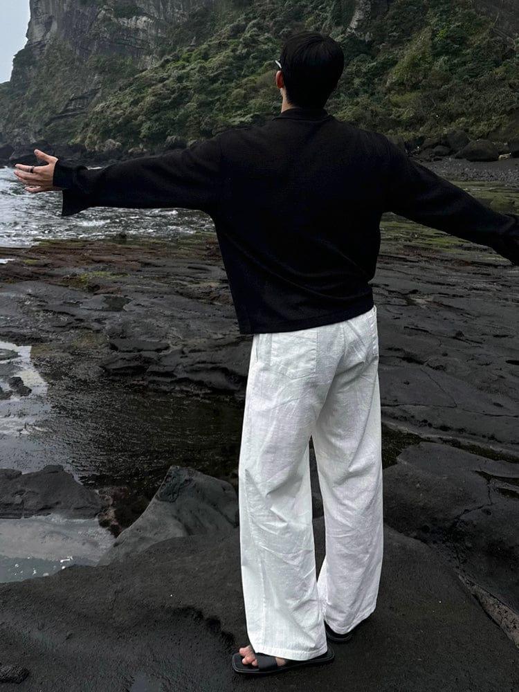 RT No. 12519 WHITE LINEN STRAIGHT PANTS Product Image