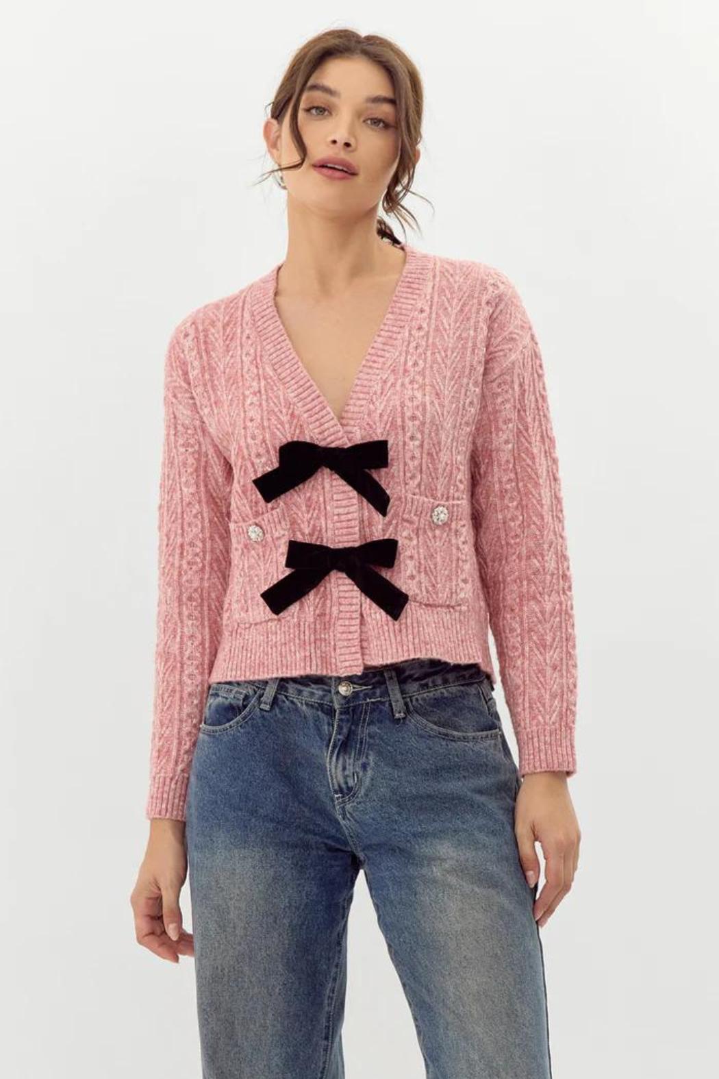 "Lauren" Bow Jeweled Cardigan Product Image