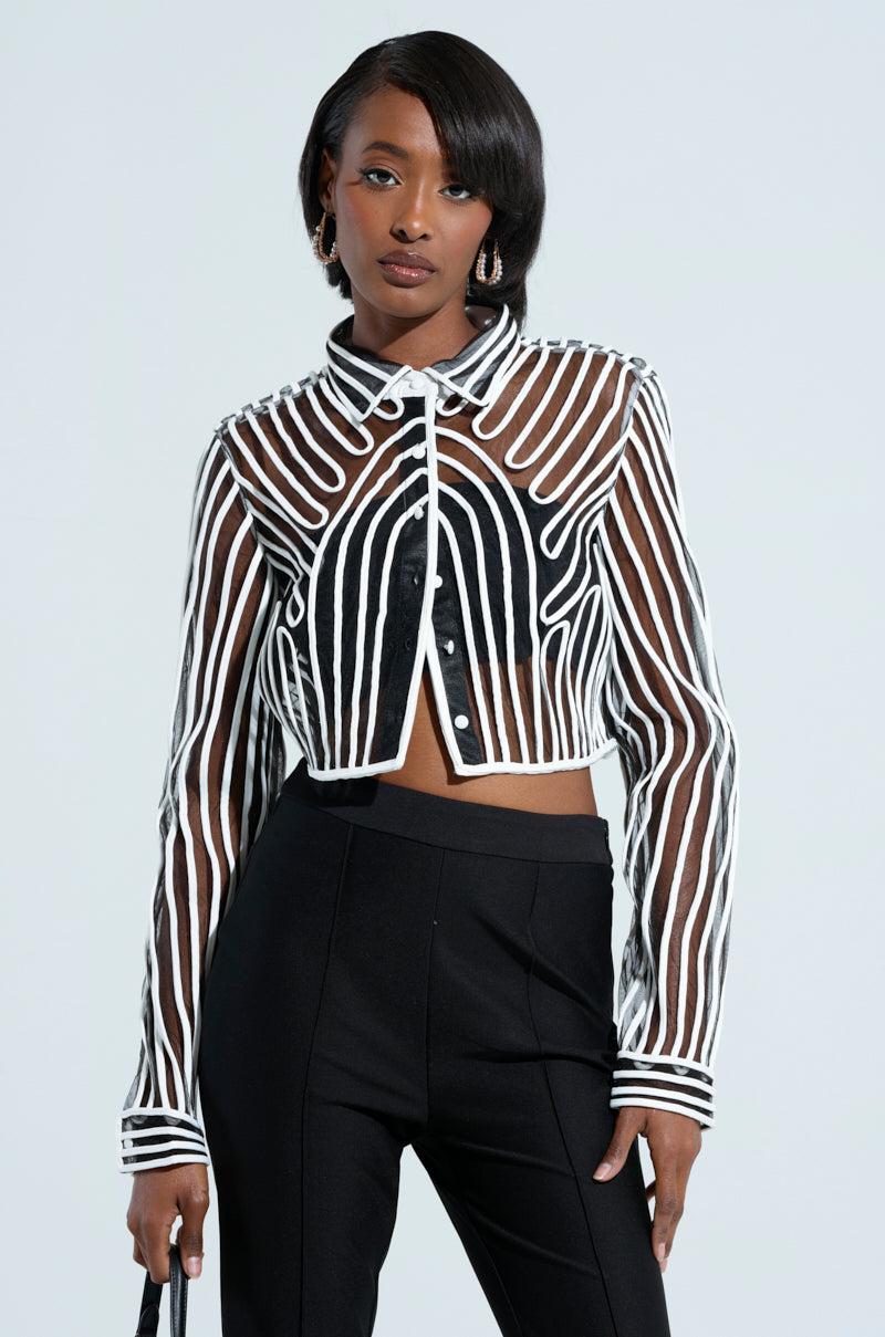 EVA LONG SLEEVE BUTTON DOWN STRIPED SHIRT Product Image