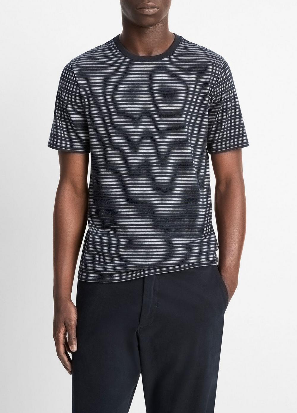 Mens Striped Loose-Knit Cotton T-Shirt Vince Product Image