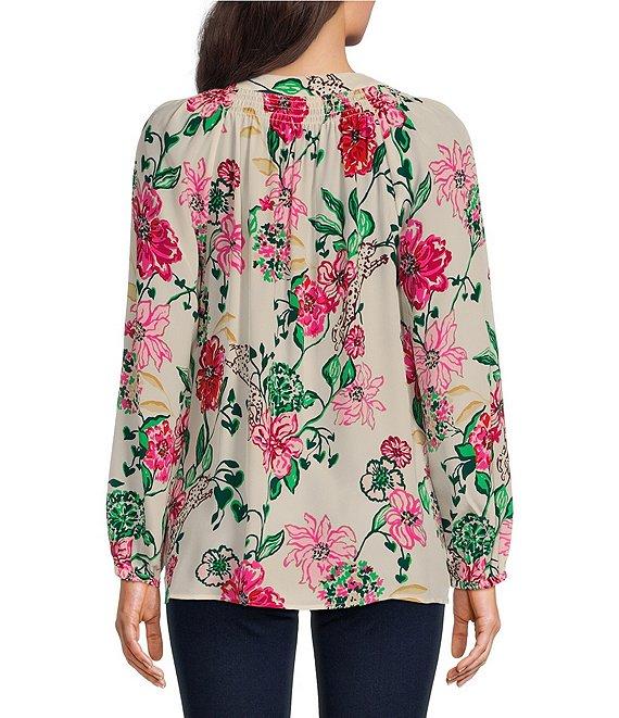 Lilly Pulitzer Elsa Silk Printed V-Neck Bracelet Sleeve Blouse Product Image