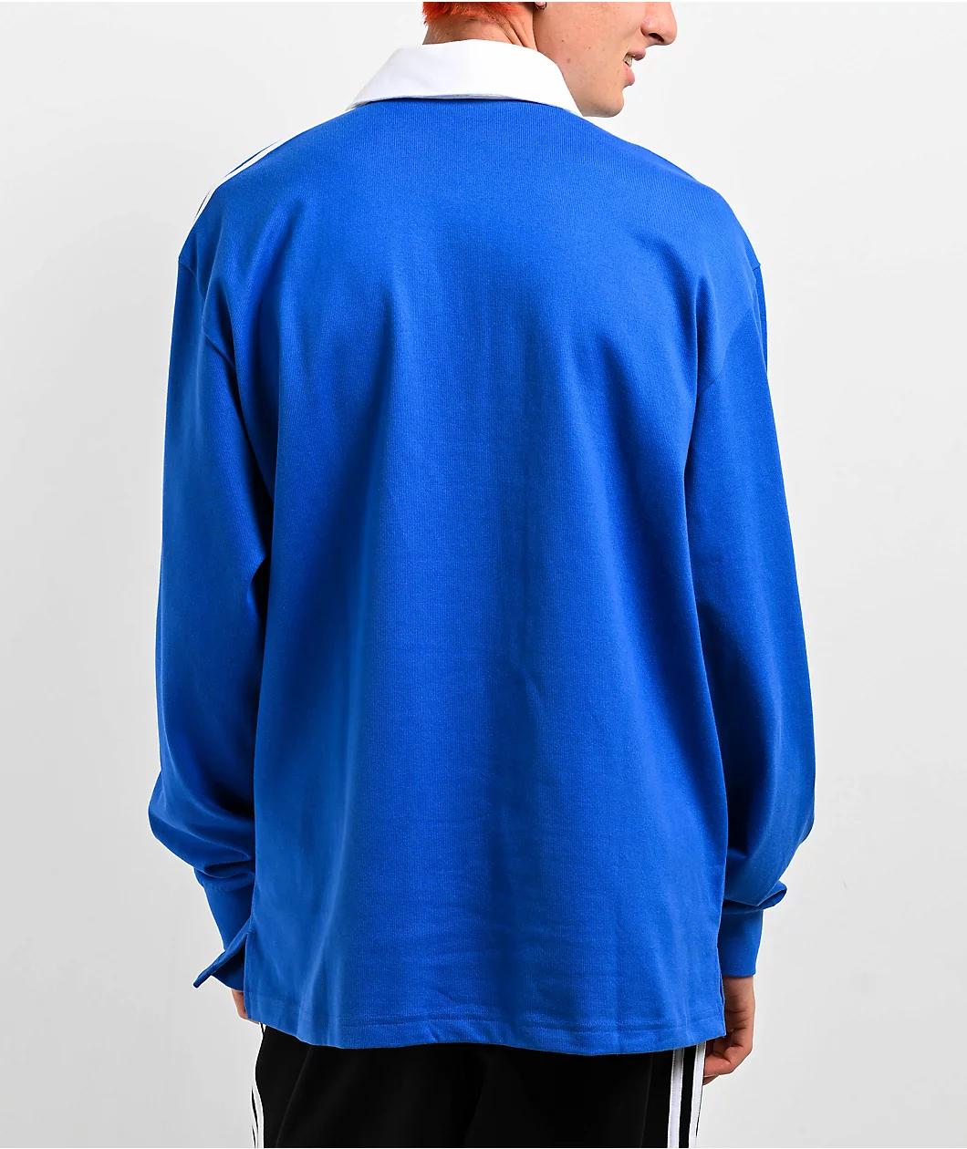 adidas Originals Adicolor Polo Blue Long Sleeve Rugby Shirt Product Image