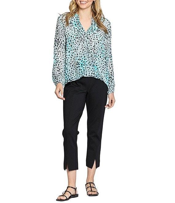 APNY Woven Printed Crossover V-Neck Long Sleeve Top Product Image