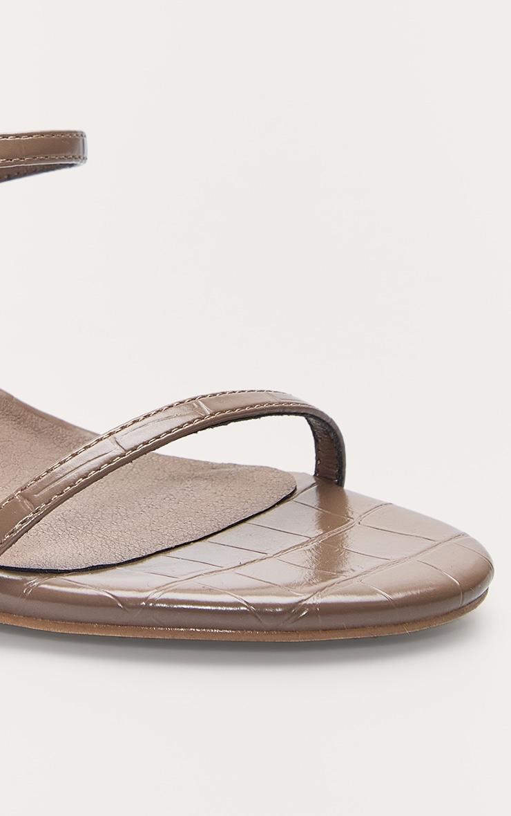 Mushroom Wide Fit Pu Round Toe Strappy Stiletto Heeled Mules Product Image