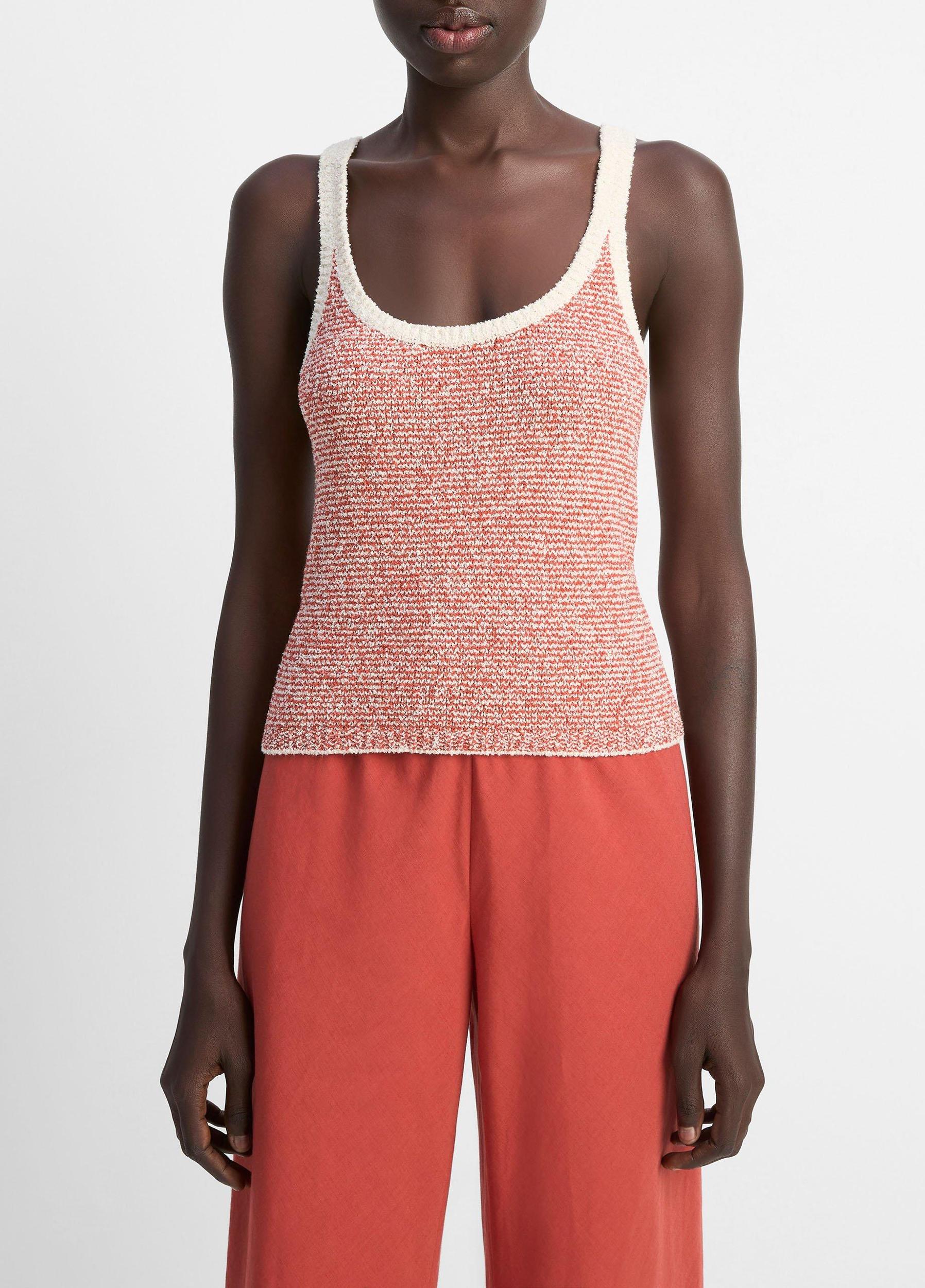 Textured Micro-Stripe Italian Cotton-Blend Sweater Tank Product Image