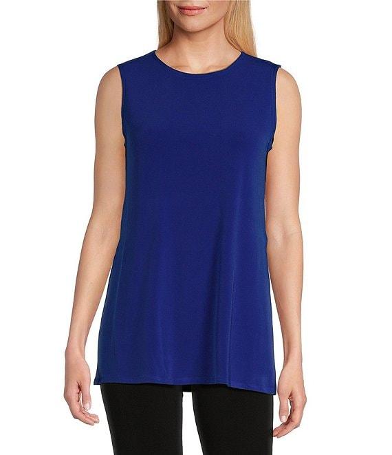 Eva Varro Solid Knit Jersey Crew Neck Sleeveless Top Product Image