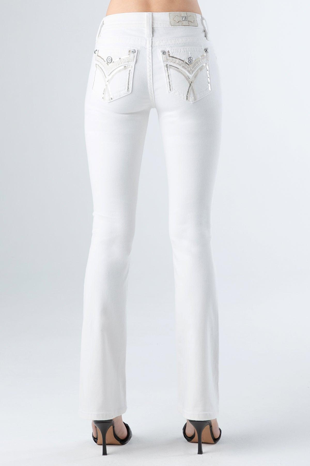 White Crossed Lines Denim Product Image