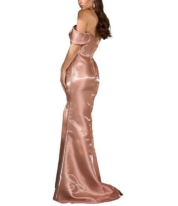 Terani Couture One Off-The-Shoulder Shimmer Sheath Gown Product Image