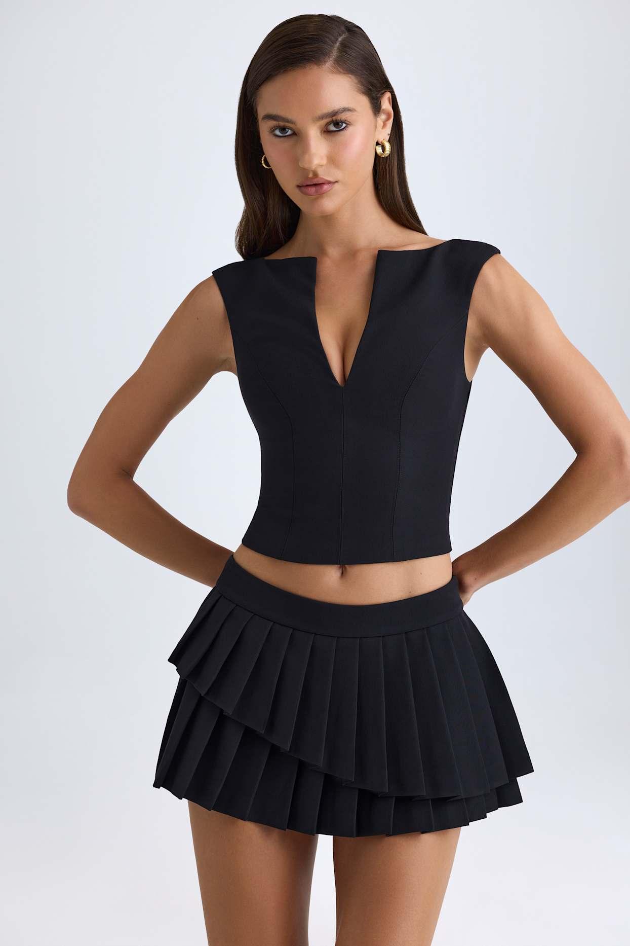 Open-Front Crop Top in Black Product Image