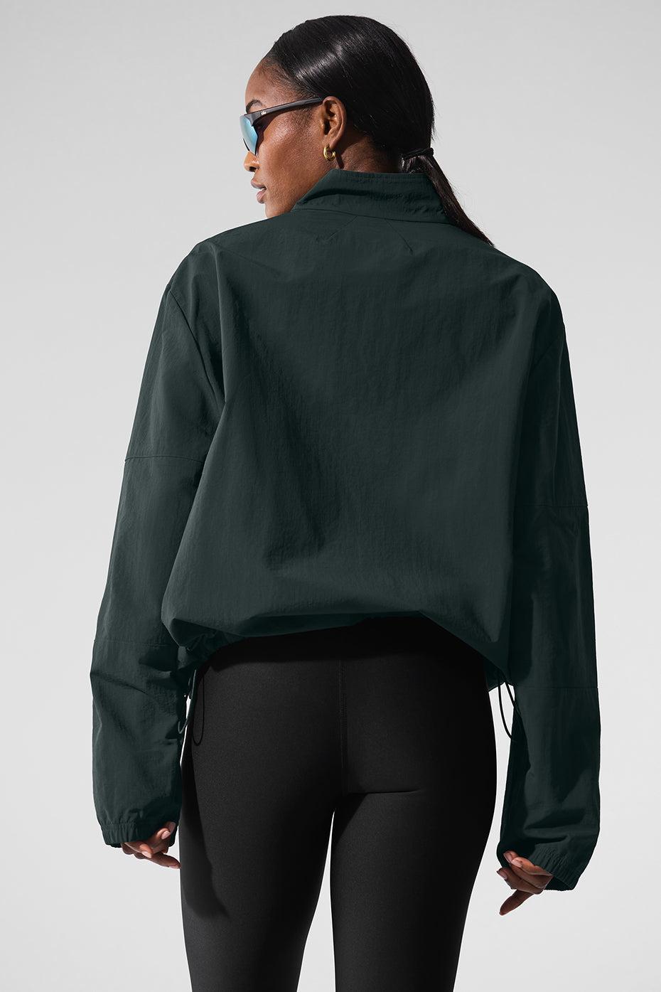 Light Weight Takeaway Track Pullover - Charcoal Green Female Product Image