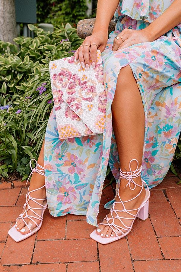 The Biana Faux Leather Lace Up Heel in Pink Product Image