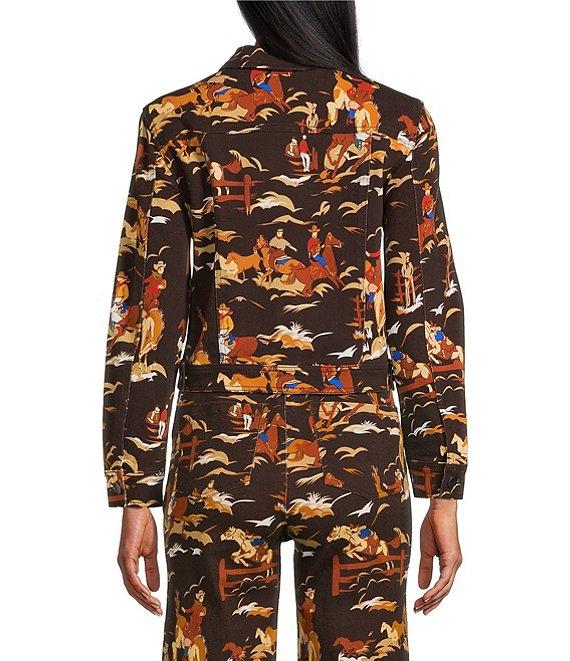 Reba Rodeo Cowboy Print Point Collar Long Sleeve Coordinating Jacket Product Image