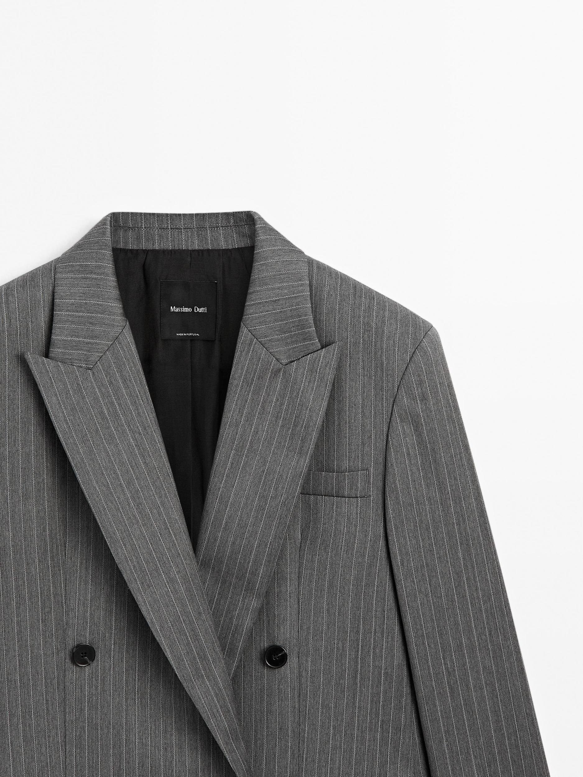 100% wool pinstripe blazer Product Image