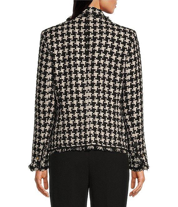 Anne Klein Nailhead Tweed Notch Lapel One Button Blazer Product Image