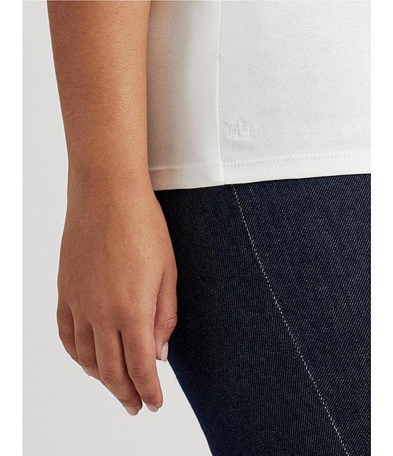 Lauren Ralph Lauren Plus Size Crew Neck Short Sleeve Stretch Cotton T-Shirt Product Image