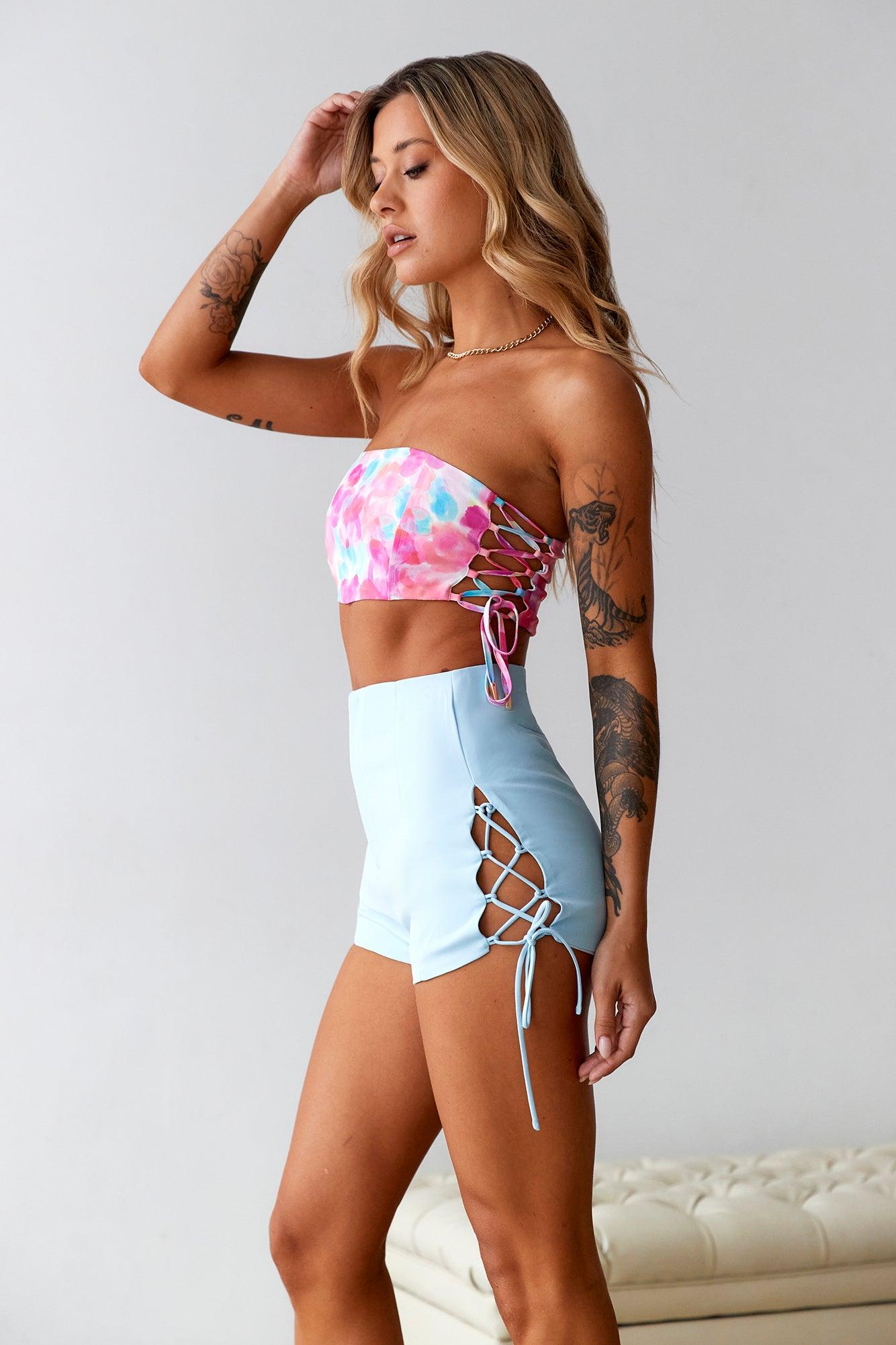 HELLO MOLLY Venice Beach Shorts Sky Product Image