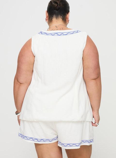 Sun And Palm Trees Vest Set White / Blue Curve Product Image