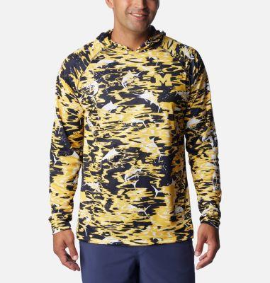 Columbia Mens Collegiate PFG Super Terminal Tackle Hoodie - Michigan- Product Image