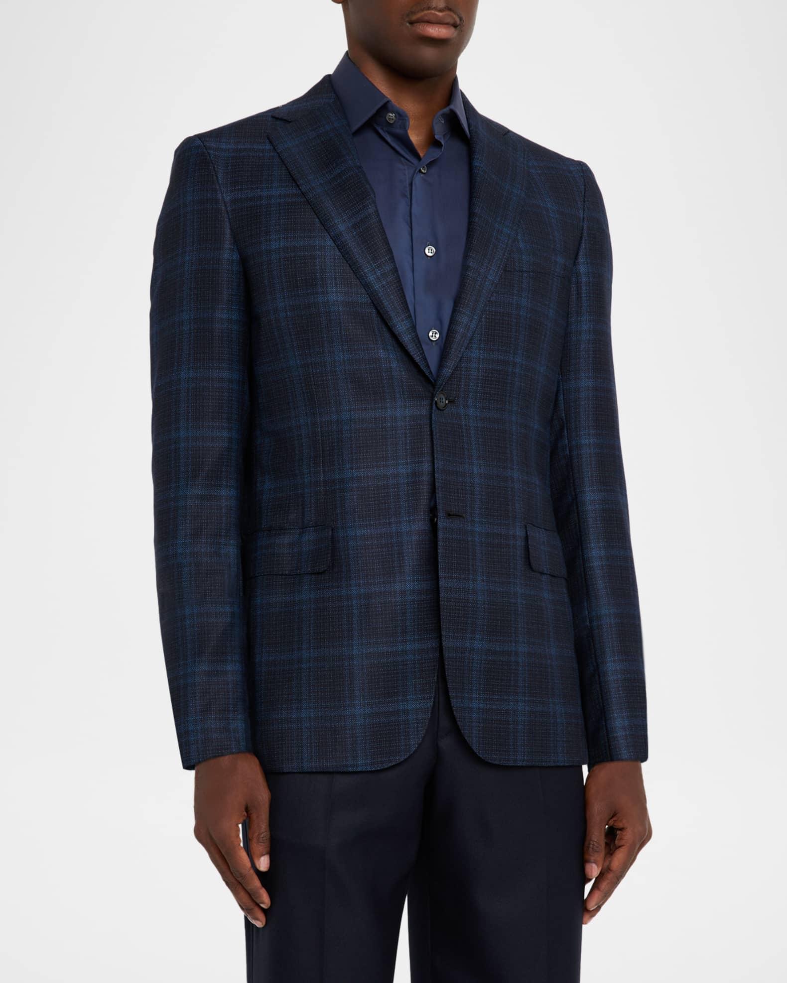 Men's Plaid Single-Breasted Blazer Jacket Product Image