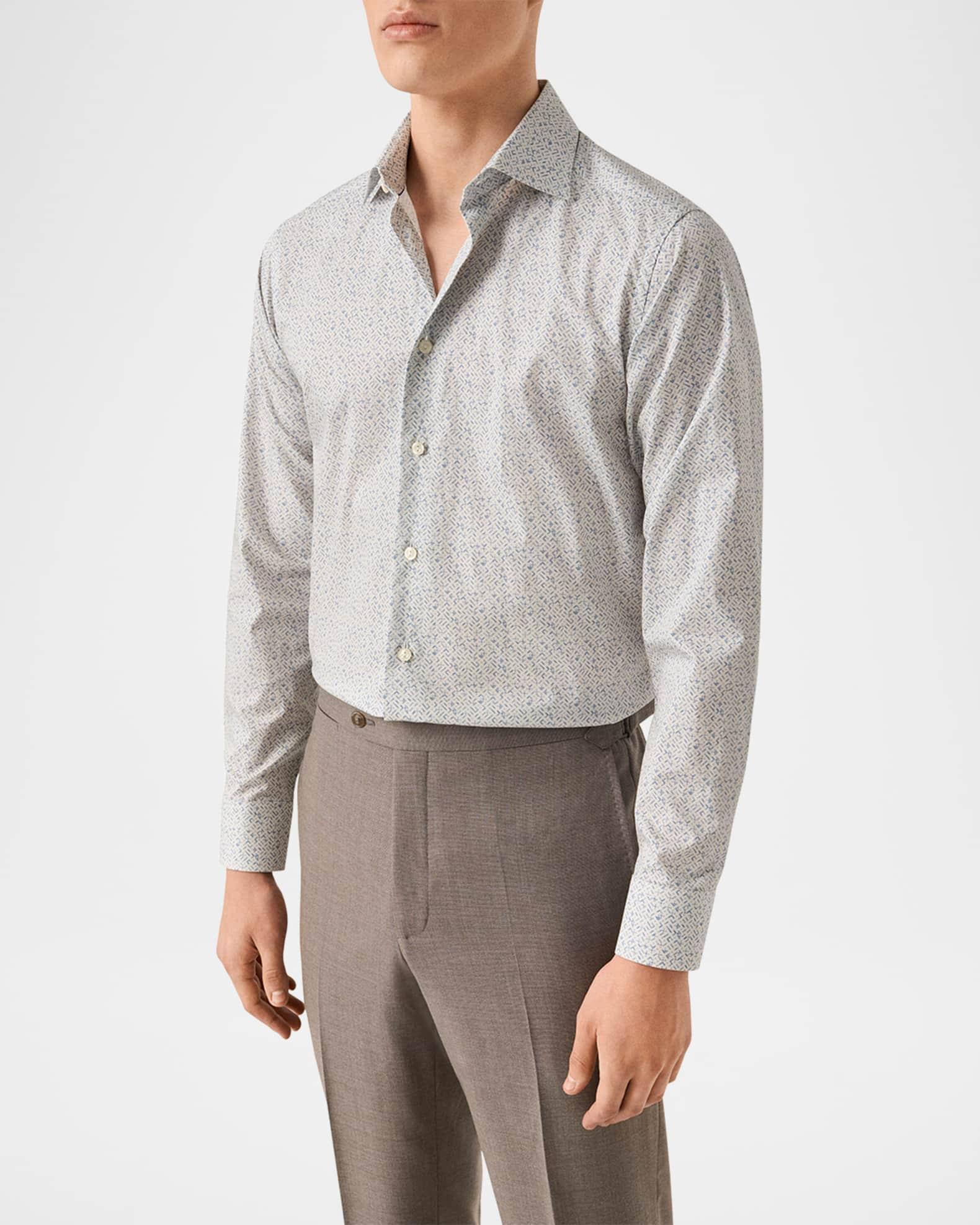 Men's Signature Twill Geometric Slim-Fit Dress Shirt Product Image