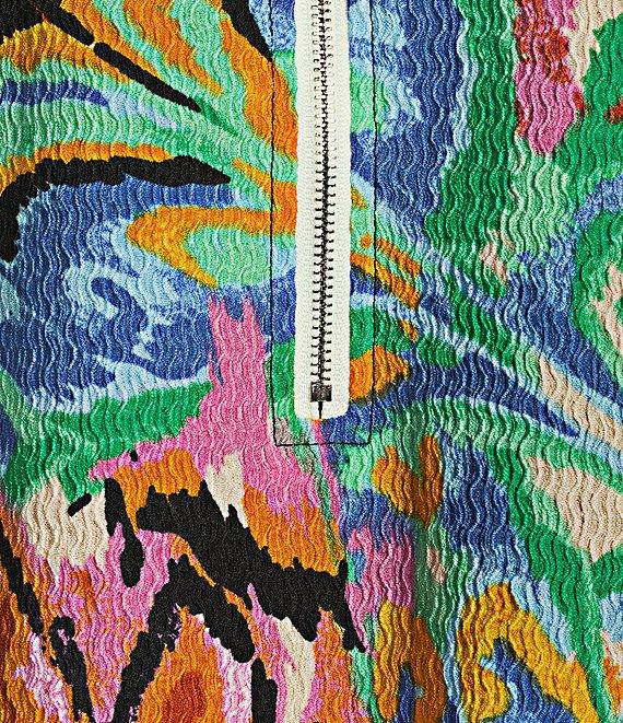 Calessa Petite Size Coordinating Knit Abstract Mosaic Print Crew Neck 3/4 Sleeve Tunic Product Image