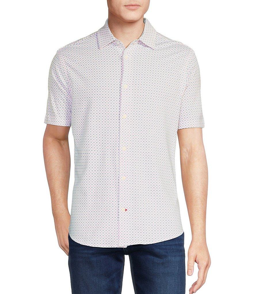 Cremieux Blue Label Stretch Jersey Printed Short Sleeve Coatfront Shirt Product Image