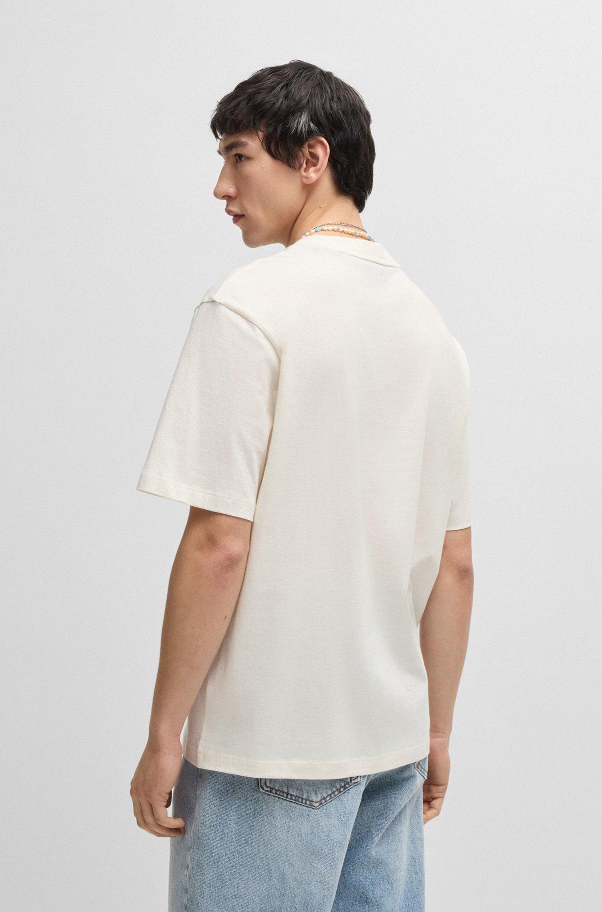 HUGO - Cotton-jersey T-shirt with logo artwork - White Product Image