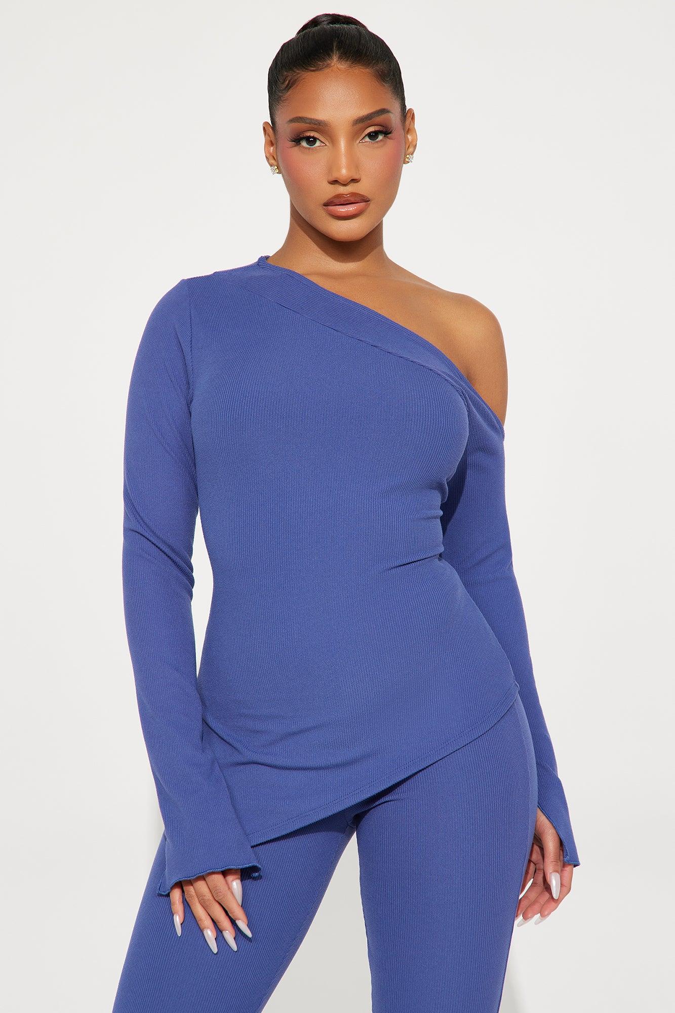 Off I Go Off Shoulder Pant Set - Navy Product Image