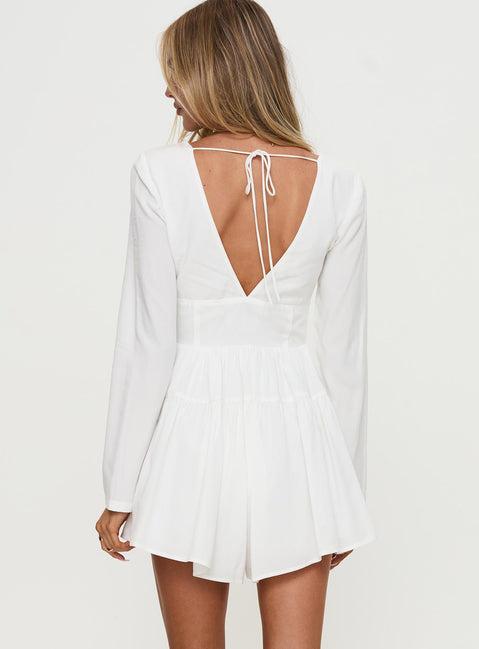 Halcyon Long Sleeve Romper White Product Image