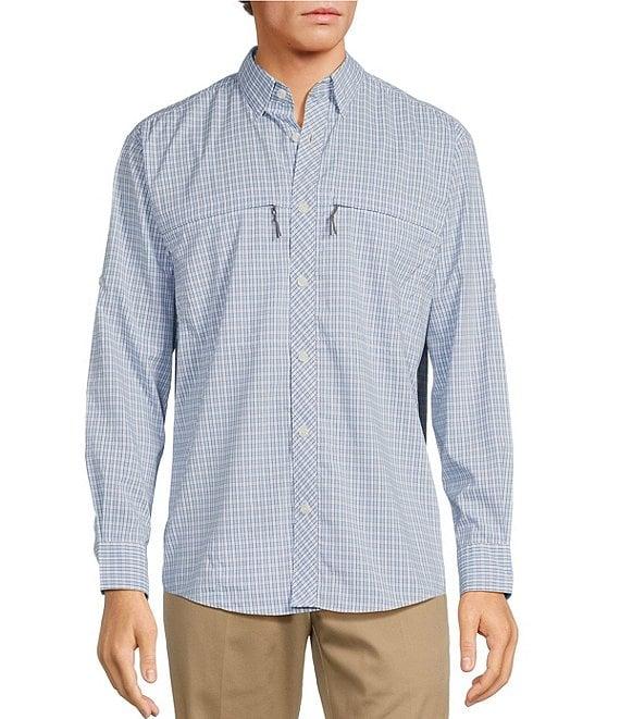 Roundtree & Yorke Performance The Charter Long Sleeve Vented Small Plaid Sport Shirt Product Image