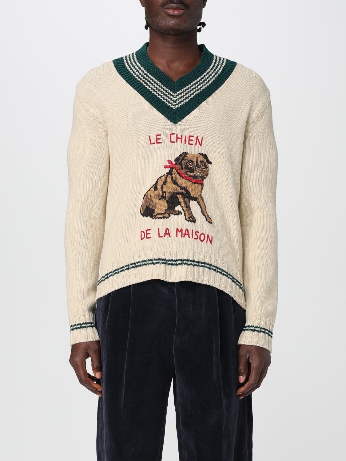 VALENTINO Embroidered V-neck Crewneck Sweater With Ribbed Trim In White Product Image